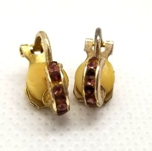 Purple Gemstone clip on tiny hoop earrings